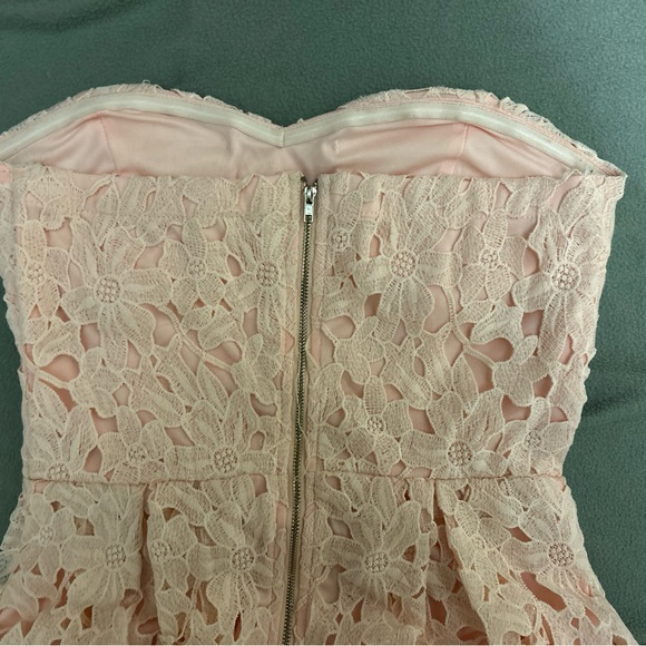 Pink Lace Strapless Dress - Picture 3 of 6